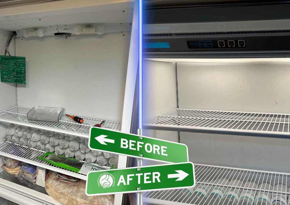 Sub-Zero 601 refrigerator interior before and after service